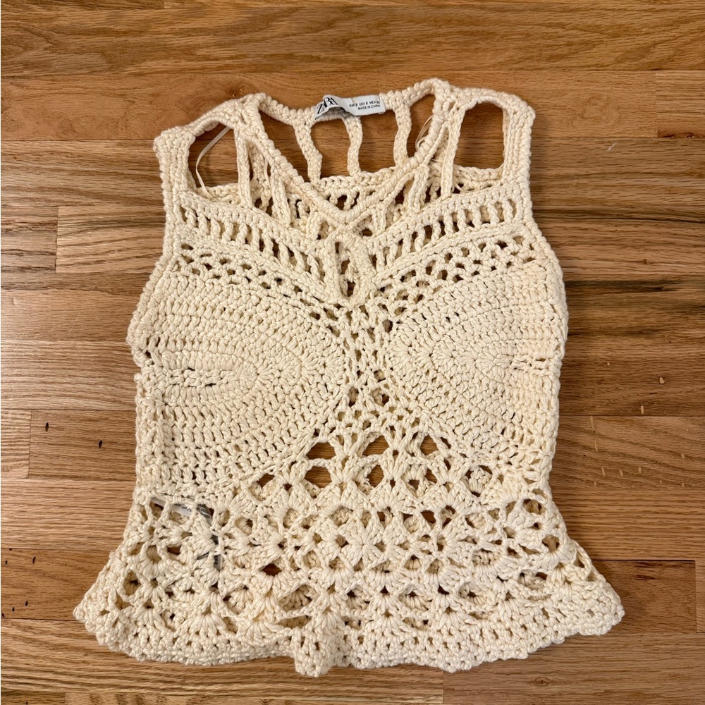 Zara Cream Crochet Top